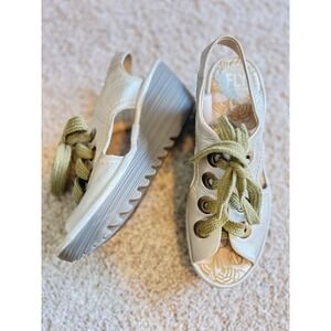 Fly London Silver Yiva Coastal Grandma Sandals Slingback Design Scandi SZ 37